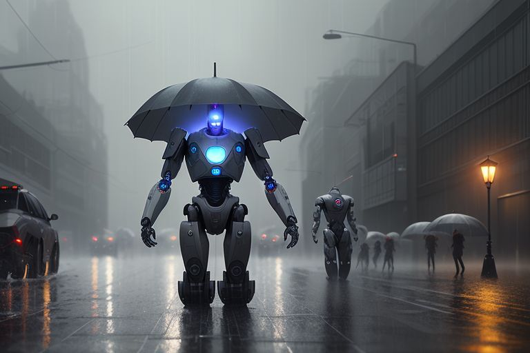 robots pluie parapluie