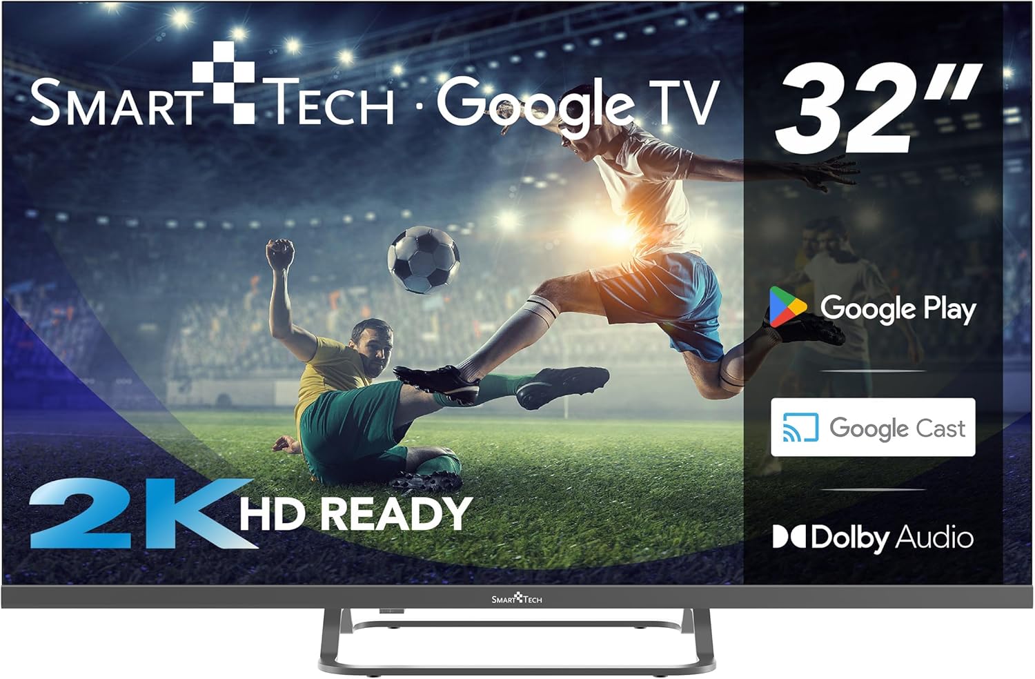 TV LED HD 32" Smart Google 32HG01V, HDMI, USB, Résolution 1366x768, Classe énergétique E.